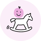 Personnage sur un cheval à bascule