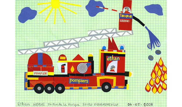 Ethan camion pompier concours dessins