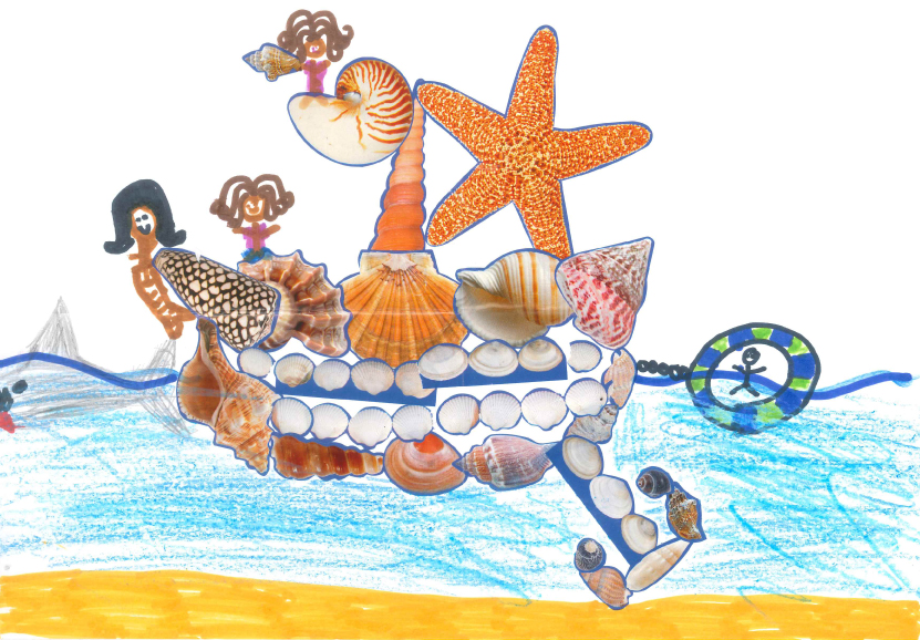 Concours Toupie, dessine un bateau en coquillages : louise