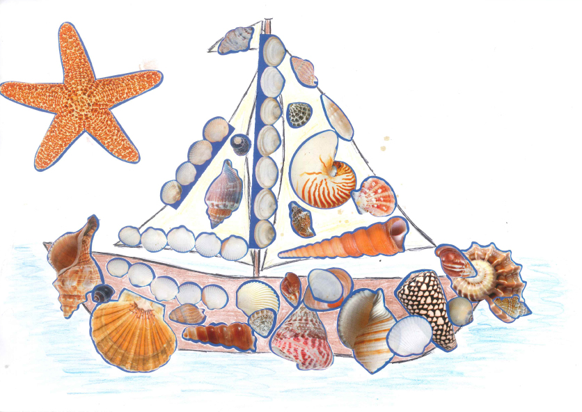 Concours Toupie, dessine un bateau en coquillages : margaux