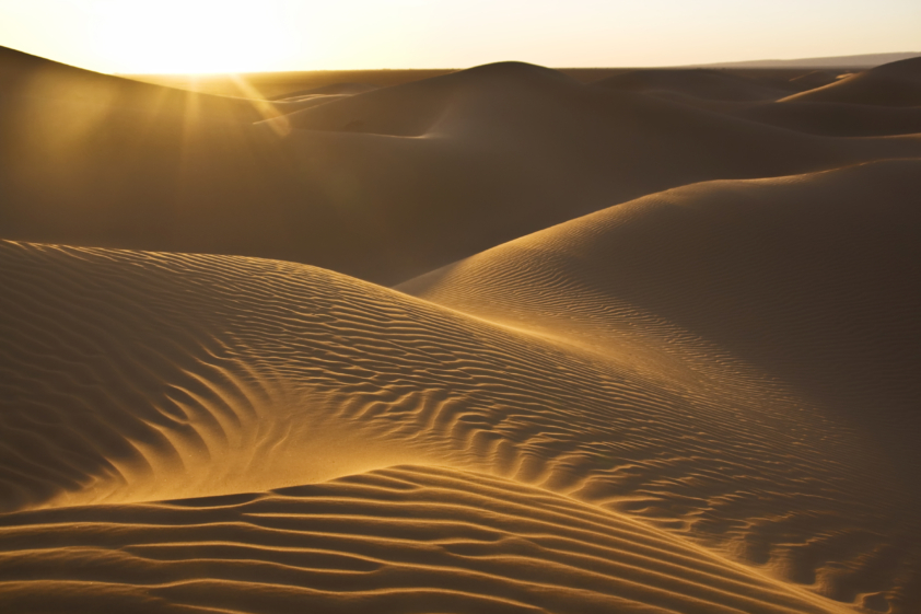 © RosaFrei / iStock : coucher de soleil dans le désert du Sahara