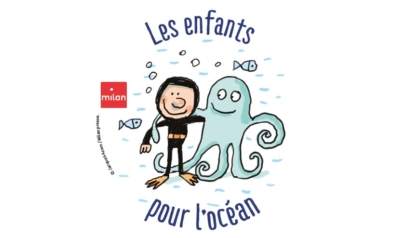 Logo de l'opération Les enfants pour L'océan lancée par Milan Presse pour les élèves invités à participer à un concours écocitoyen