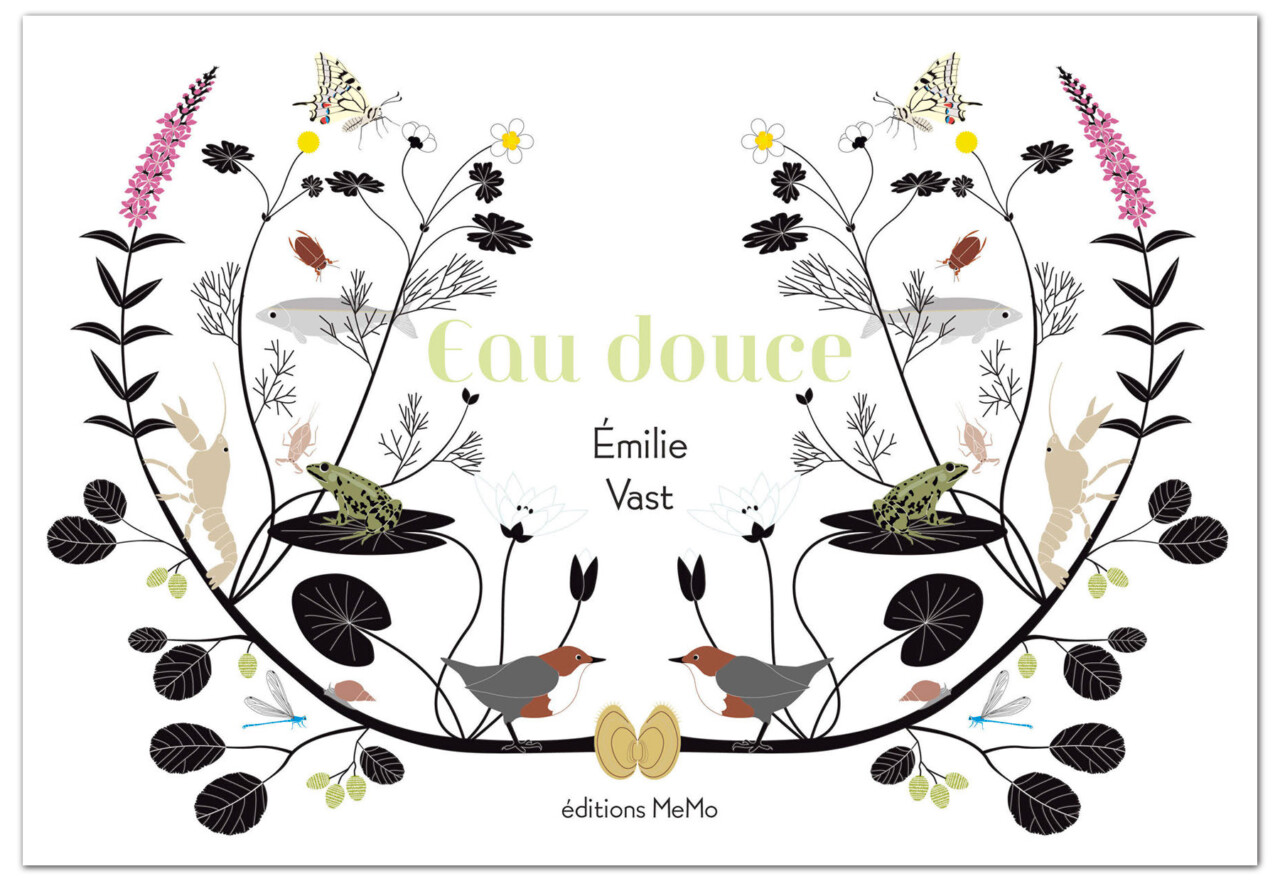 Couverture album jeunesse intitulé Eau douce. Texte et illustrations d'Emilie Vast.