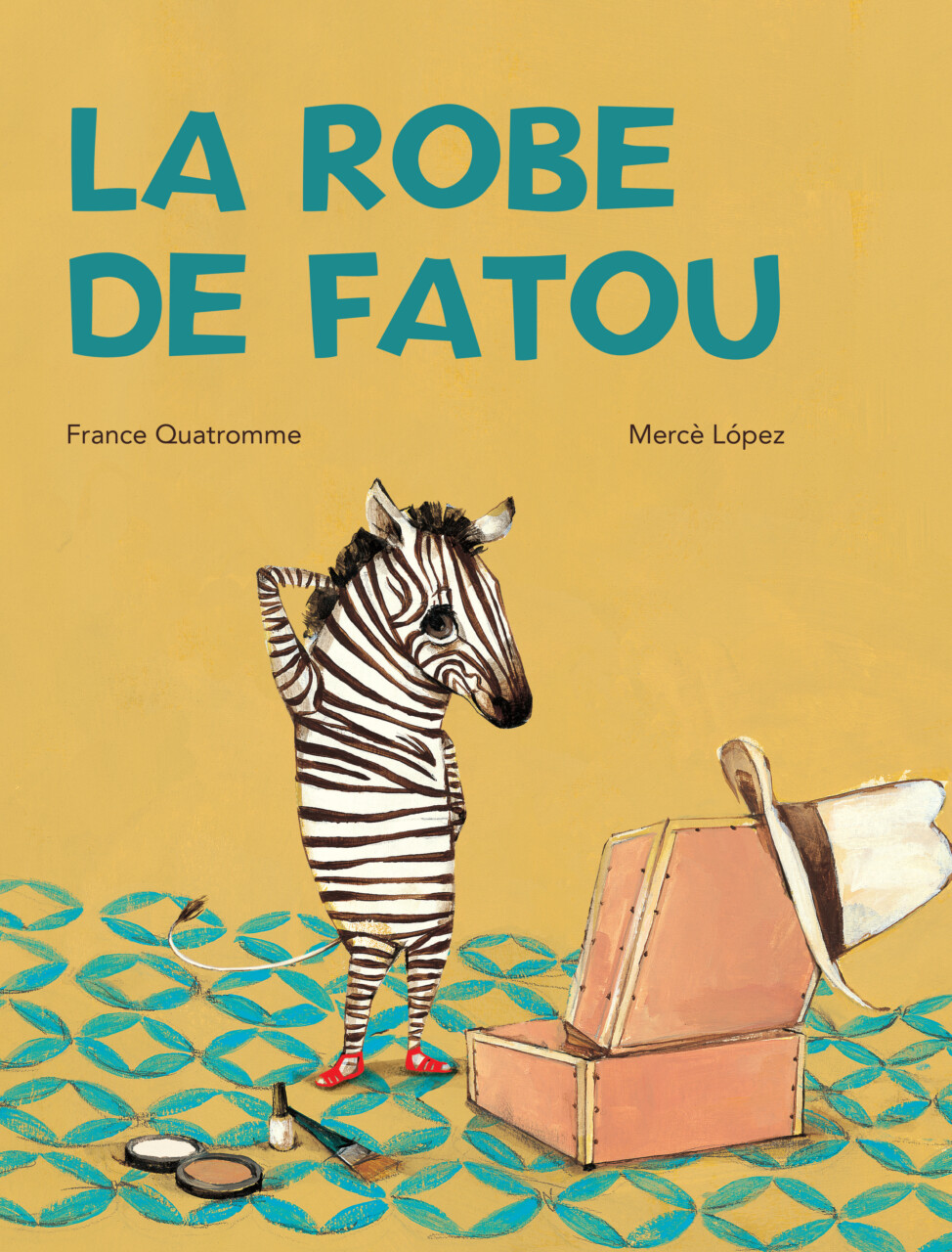 Couverture de l'album jeunesse intitulé La robe de Fatou. Texte de France Quatromme et illustrations de Mercè López
