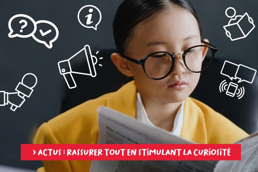 Fille qui lit un journal d'actualité