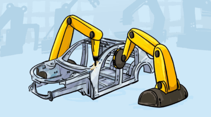 Un système robotisé fixe la carrosserie.