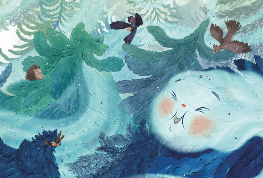 Illustration du vent dans les sapins