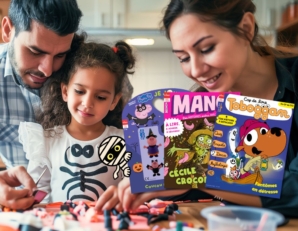 Enfants réalisant une activité manuelle Halloween avec du papier et des ciseaux
