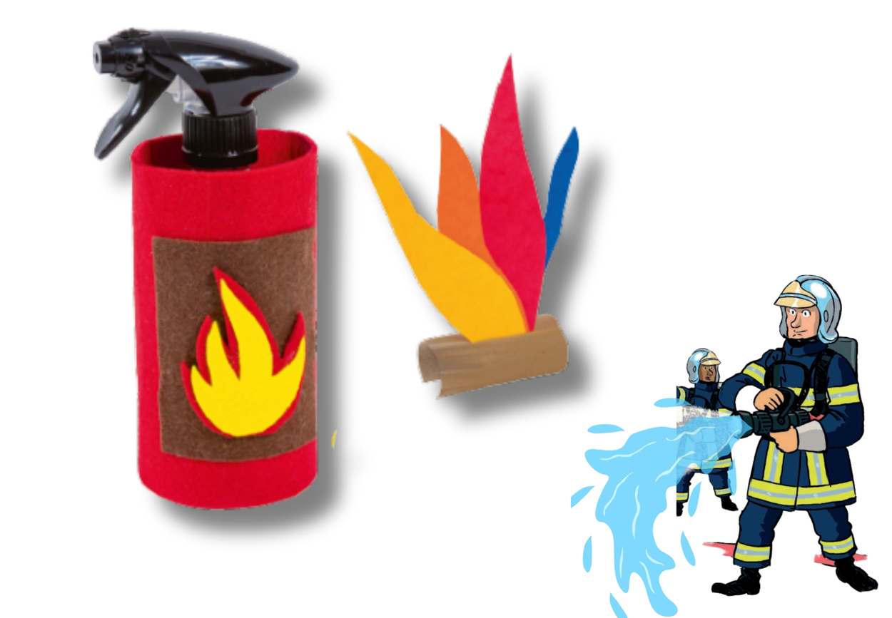 Un extincteur et des flammes à fabriquer à la maison pour se déguiser en pompier
