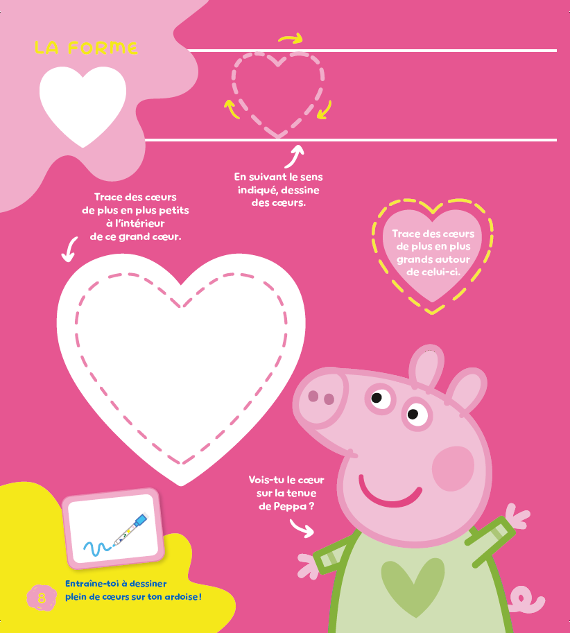 Des cœurs à tracer avec Peppa