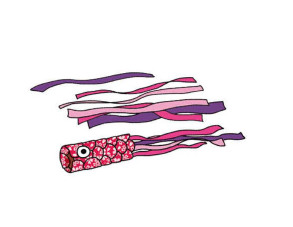 fabriquer un koinobori enfant ajouter des bandes de tissu pour créer la queue