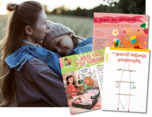 Maman qui fait un calin à sa fille pour la remercier des cadeaux de la fête des mères 2026