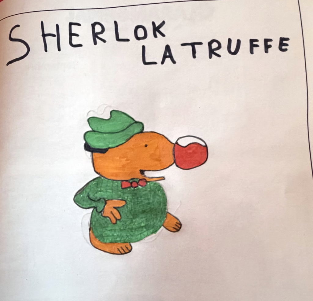 Dessin d'enfant représentant la BD Sherlock Latruffe (Mordelire)