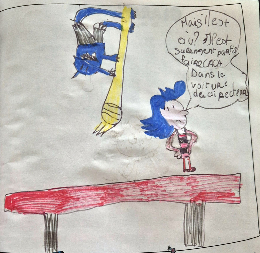 Dessin d'enfant représentant la BD Aurore et l'Orc (Mordelire)