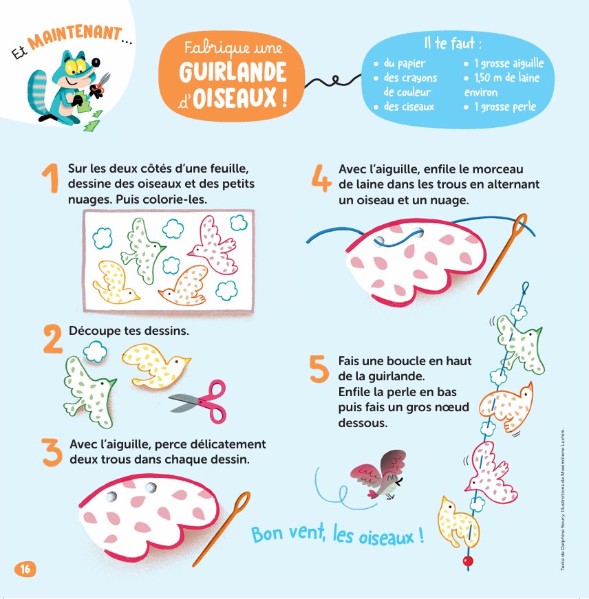 Activité automne maternelle pour fabriquer une guirlande d’oiseaux